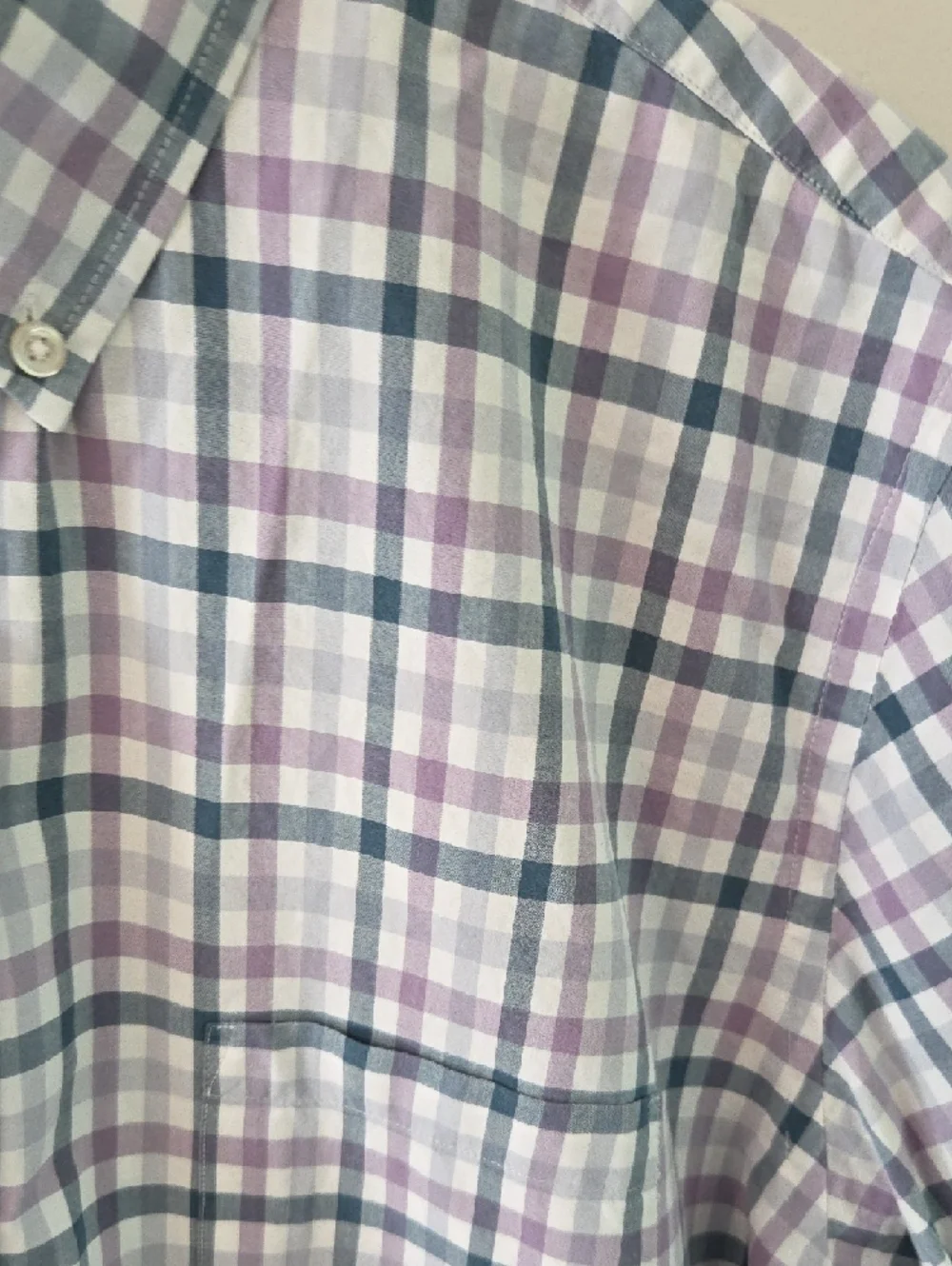 J. Crew Men's Plaid Button-Down Shirt in White, Teal & Purple 100% Cotton